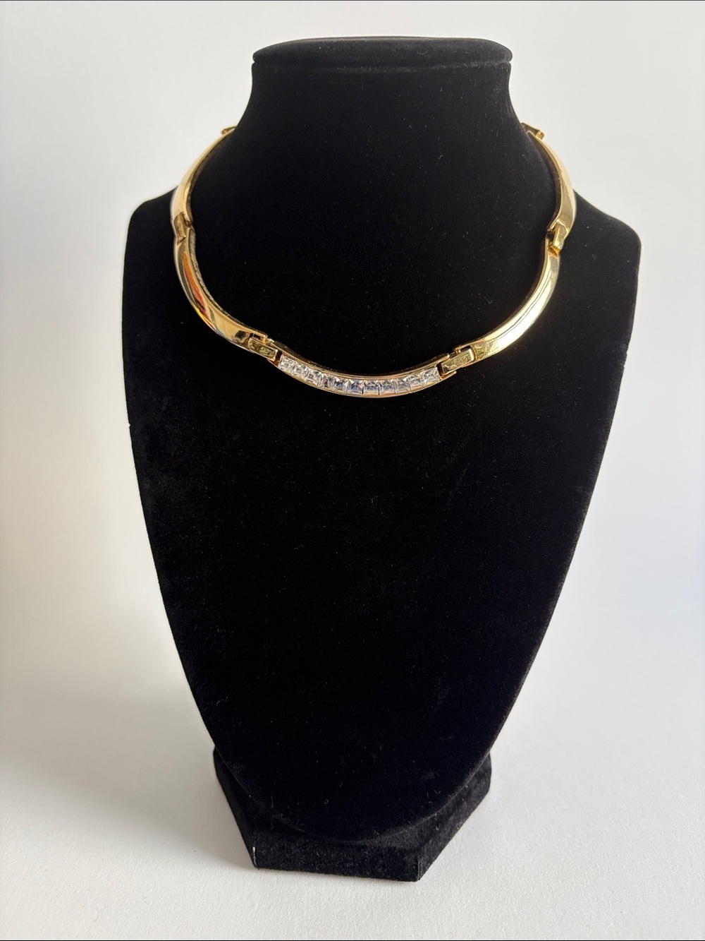 Gold Collar Necklace Crystal Accent Statement Elegant Jewelry